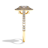 Bague solitaire halo diamant oval or rose - Eblouissante