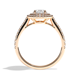 Bague solitaire halo diamant oval or rose - Eblouissante