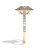 Bague solitaire halo diamant oval or rose - Eblouissante