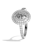 Bague solitaire halo diamant oval or rose - Eblouissante