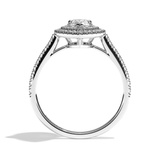 Bague solitaire halo diamant poire platine - Eblouissante
