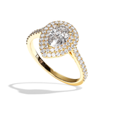 Bague solitaire halo diamant poire platine - Eblouissante