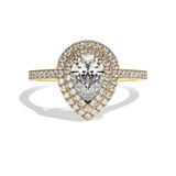 Bague solitaire halo diamant poire platine - Eblouissante