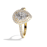 Bague solitaire halo diamant poire platine - Eblouissante