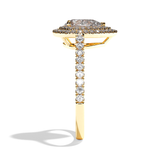 Bague solitaire halo diamant poire platine - Eblouissante