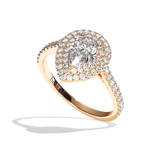 Bague solitaire halo diamant poire platine - Eblouissante