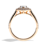 Bague solitaire halo diamant poire platine - Eblouissante