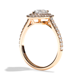 Bague solitaire halo diamant poire platine - Eblouissante