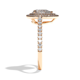 Bague solitaire halo diamant poire platine - Eblouissante
