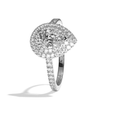 Bague solitaire halo diamant poire platine - Eblouissante