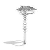 Bague solitaire halo diamant poire platine - Eblouissante