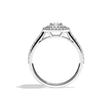 Bague solitaire halo diamant radiant or jaune - Eblouissante