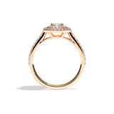 Bague solitaire halo diamant radiant or jaune - Eblouissante