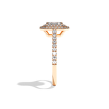 Bague solitaire halo diamant radiant or jaune - Eblouissante