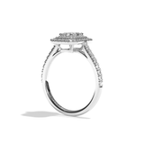 Bague solitaire halo diamant radiant or jaune - Eblouissante