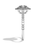 Bague solitaire halo diamant rond/coussin platine - Eblouissante