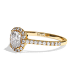 Bague solitaire halo diamant coussin or blanc - Amoureuse pavée