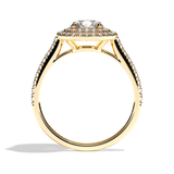 Bague solitaire halo diamant rond/coussin platine - Eblouissante
