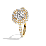 Bague solitaire halo diamant rond/coussin platine - Eblouissante