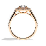 Bague solitaire halo diamant rond/coussin platine - Eblouissante