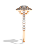 Bague solitaire halo diamant rond/coussin platine - Eblouissante