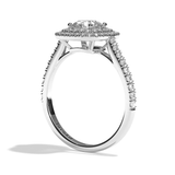 Bague solitaire halo diamant rond/coussin platine - Eblouissante