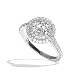 Bague solitaire halo diamant rond or blanc - Eblouissante