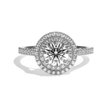 Bague solitaire halo diamant rond or blanc - Eblouissante