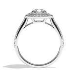 Bague solitaire halo diamant rond or blanc - Eblouissante