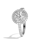 Bague solitaire halo diamant rond or blanc - Eblouissante