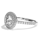 Bague solitaire halo diamant rond or blanc - Eblouissante
