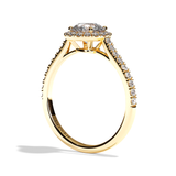 Bague solitaire halo diamant rond platine - Amoureuse pavée