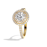 Bague solitaire halo diamant rond or blanc - Eblouissante