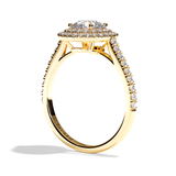 Bague solitaire halo diamant rond or blanc - Eblouissante