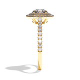 Bague solitaire halo diamant rond or blanc - Eblouissante