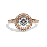 Bague solitaire halo diamant rond or blanc - Eblouissante
