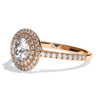 Bague solitaire halo diamant rond or blanc - Eblouissante