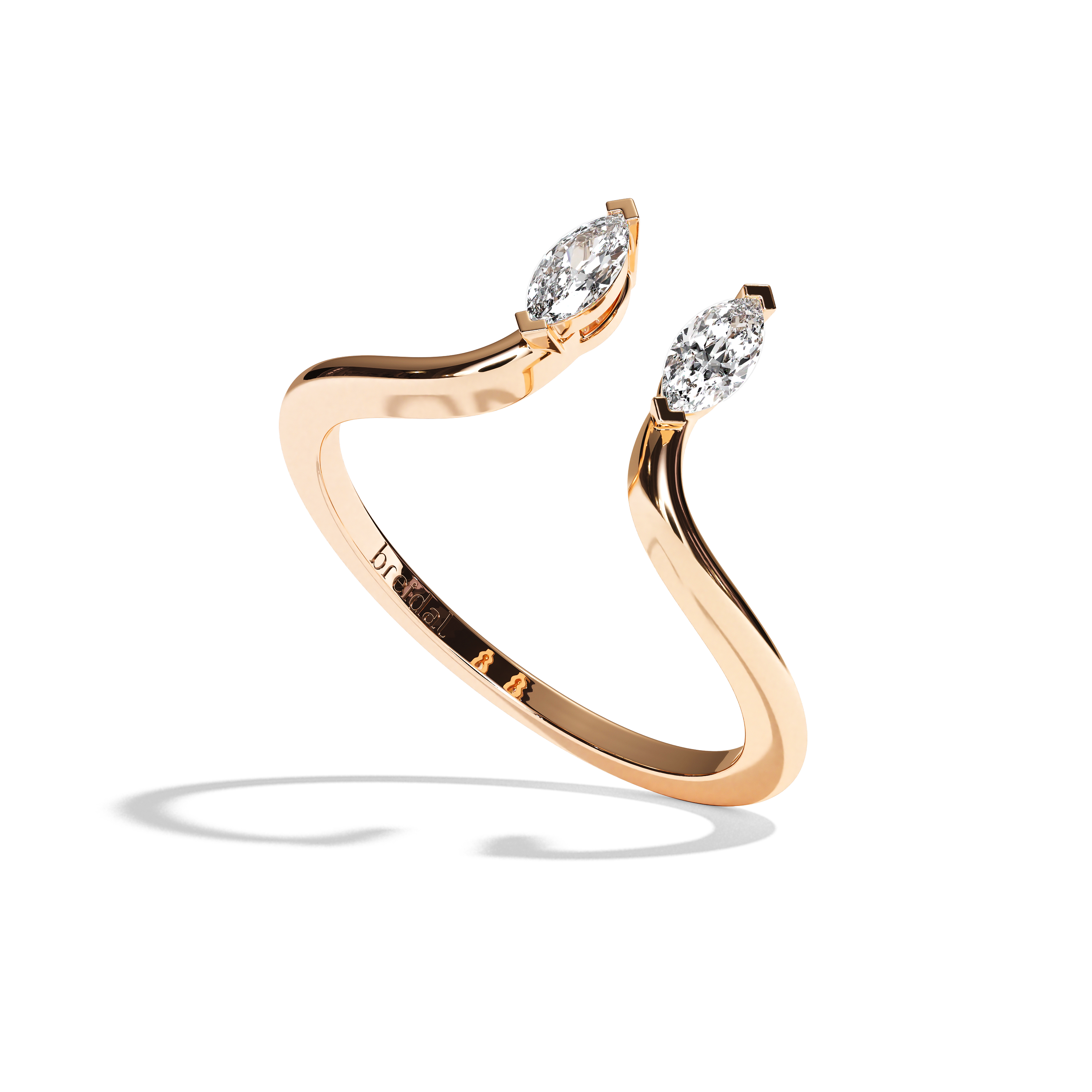Bague toi et moi diamant navette or blanc - Sereine