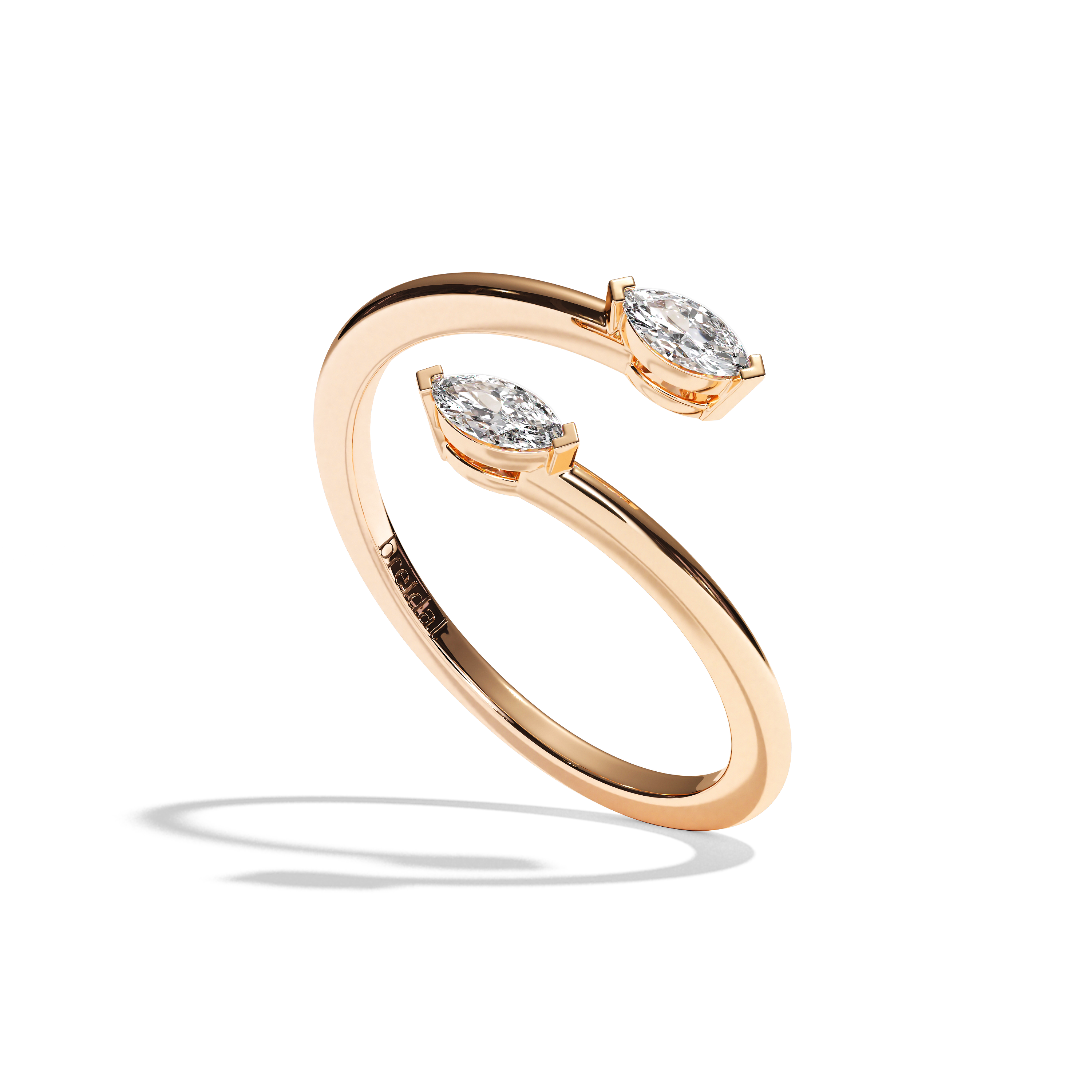 Bague toi et moi diamant navette or blanc - Vivante