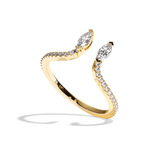 Bague toi et moi diamant navette or jaune - Sereine pavée