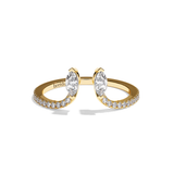 Bague toi et moi diamant navette or jaune - Sereine pavée
