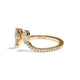 Bague toi et moi diamant navette or jaune - Sereine pavée