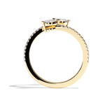 Bague toi et moi diamant navette platine - Vivante pavée