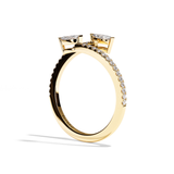 Bague toi et moi diamant navette platine - Vivante pavée