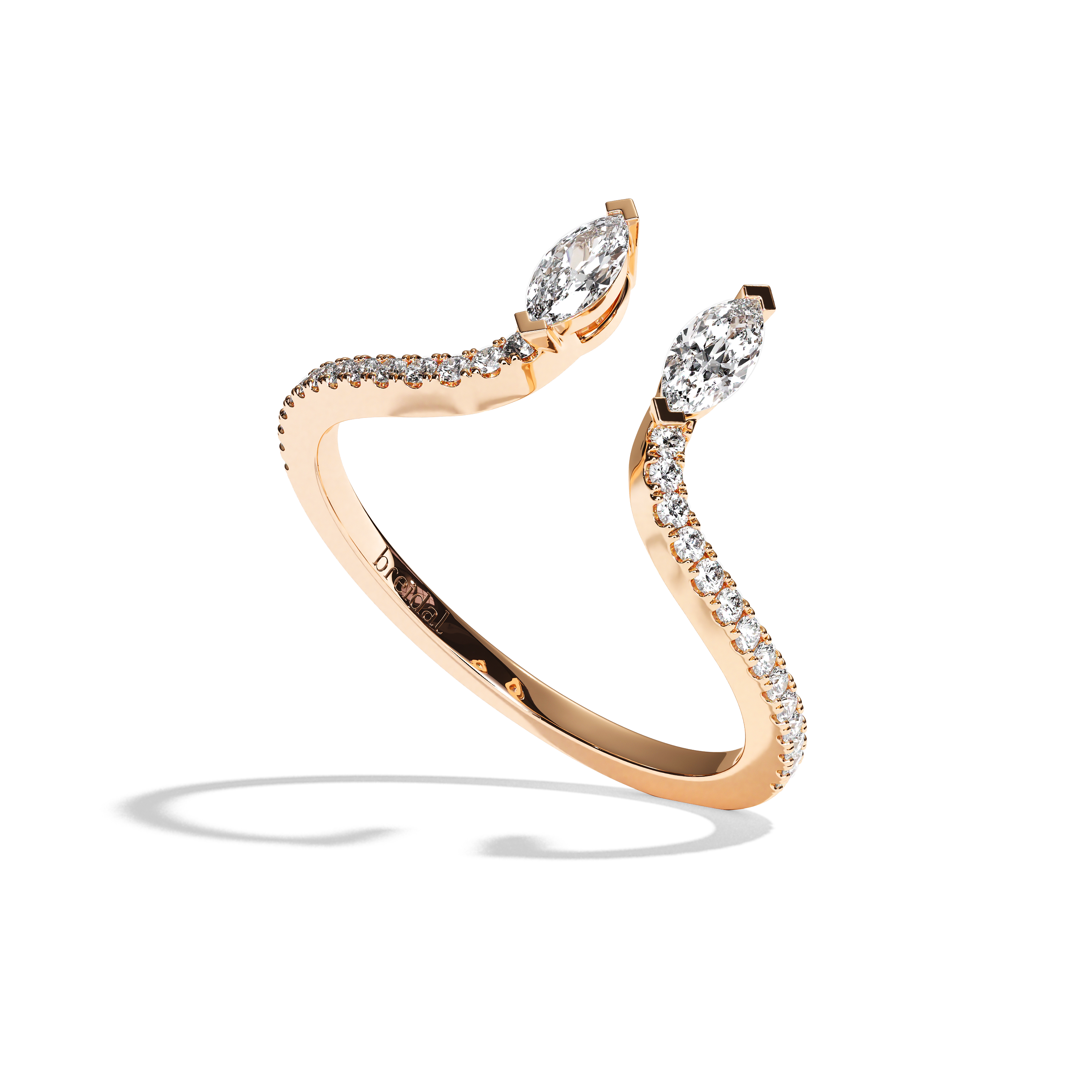 Bague toi et moi diamant navette or blanc - Sereine pavée