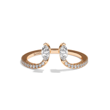 Bague toi et moi diamant navette or jaune - Sereine pavée