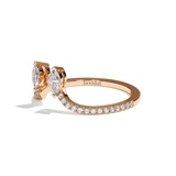 Bague toi et moi diamant navette or jaune - Sereine pavée