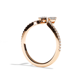 Bague toi et moi diamant navette or jaune - Sereine pavée