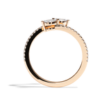 Bague toi et moi diamant navette platine - Vivante pavée