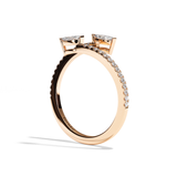Bague toi et moi diamant navette platine - Vivante pavée